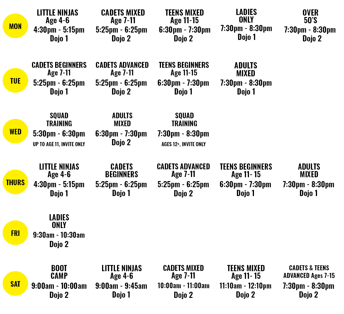 Weekly Timetable - April 2025