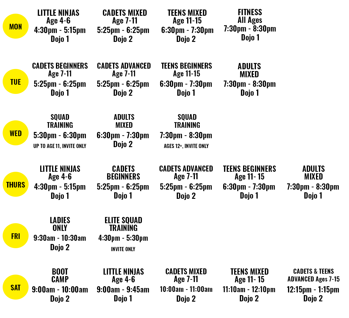 Weekly Timetable - July 2025